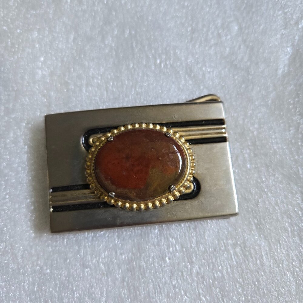 SILVER AGATE BELT BUCKLE, FITS 1.5" STRAP